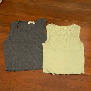 Ocean Drive Navy and Light Green Racerback Tank Tops